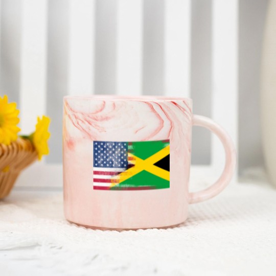 Discover Jamaican American Half Jamaica Half America Flag Marble Mugs