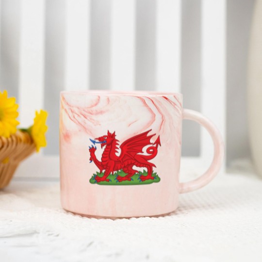 Discover Wales Red Dragon National Flag Symbol Marble Mugs