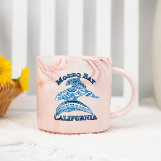 Discover Morro Bay California Vacation Tribal Dolphins Marble Mugs
