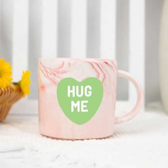 Discover Hug Me Green Candy Heart Marble Mugs