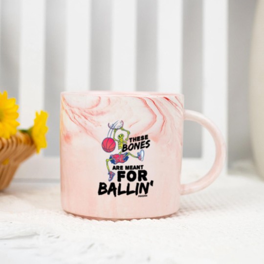 Discover Halloween basketball skeleton Marble Mugs