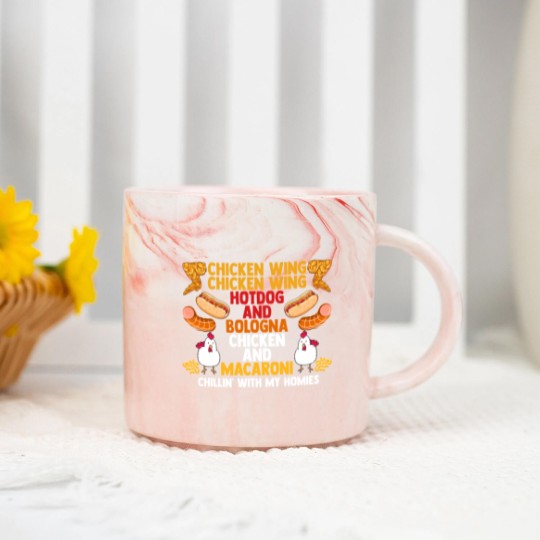 Discover Chicken Wing Macaroni Song Foodie Music Lover Marble Mugs