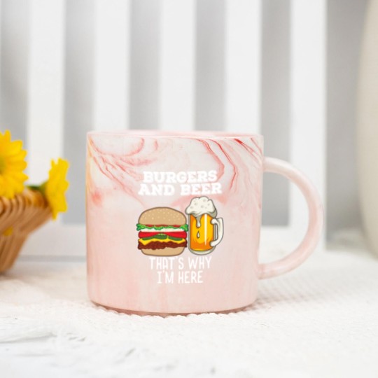 Discover BBq Barbecue Quote Burgers & Beer Fast Food Lover Marble Mugs