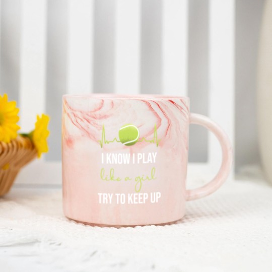 Discover Tennis Women Tennis Girls Marble Mugs