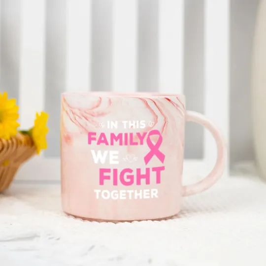 Discover In This Family We Fight Together Pink Ribbon Breast Cancer Marble Mugs