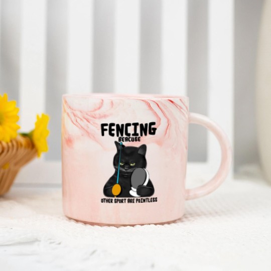 Discover BLACK CAT FENCING BEACUSE OTHER SPORT ARE POINTLES Marble Mugs