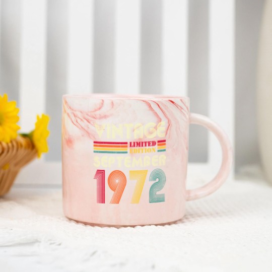 Discover 50 Year Old Vintage September 1972  Marble Mugs