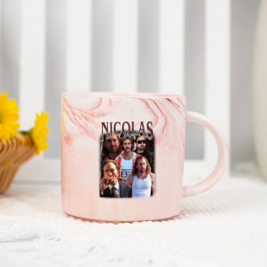 Discover Nicolas Cage Vintage Unisex Marble Mugs, Vintage Nicolas Cage Marble Mugs