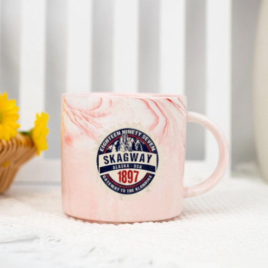Discover Skagway Alaska 1897 Historic Gold Rush Town Souvenir Gift Marble Mugs