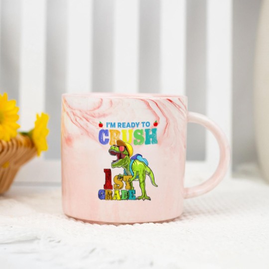 Discover I'm Ready To Crush 1St Grade Dinosaur Back To Scho Marble Mugs