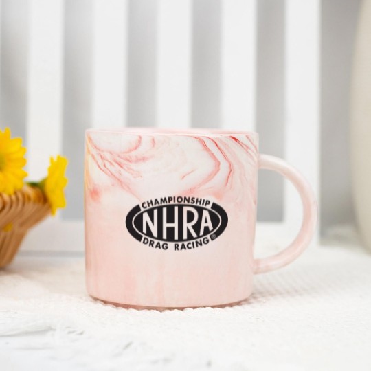 Discover Championship Drag Racing black oval logo Marble Mugs