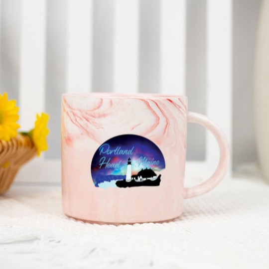 Discover Portland Head Lighthouse, Maine, Souvenir, Gift, Marble Mugs