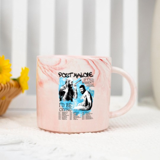 Discover Vintage Post Malone 2023 Tour Marble Mugs, Post Malone Fan Marble Mugs