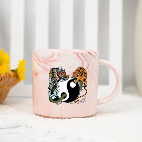 Discover dragon and tiger yin yang symbol Marble Mugs