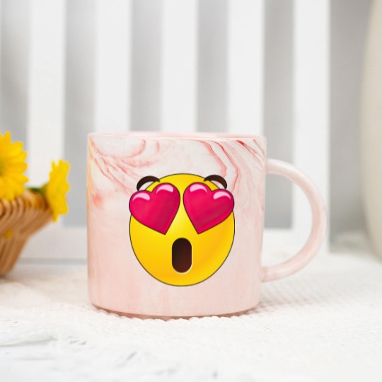 Discover Emoji Heart Eyes Valentines Marble Mugs