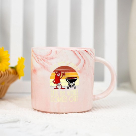 Discover It's Not A Party Until The Wiener Comes Out Hot Dog BBQ Marble Mugs