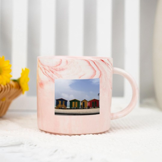 Discover Beach Huts in Cape Town Marble Mugs