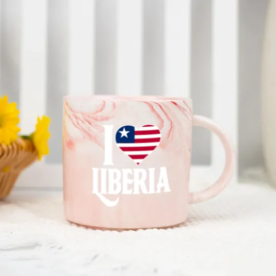 Discover I love Liberia flag Marble Mugs