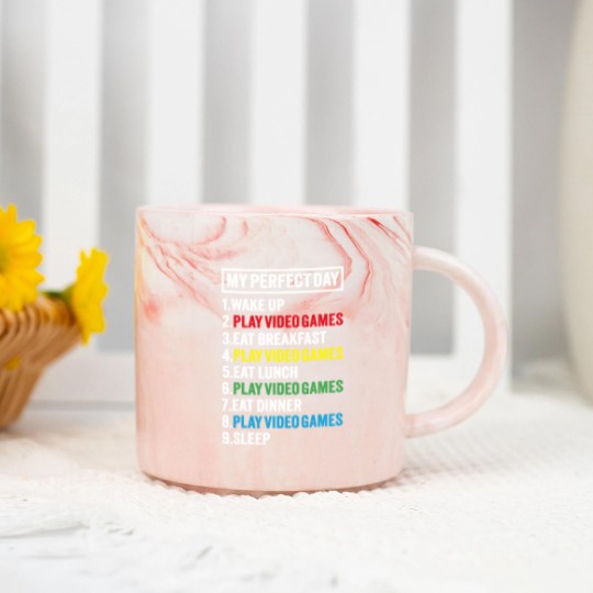 Discover My Perfect Day Video Games Funny Gamer Gift Boys M Marble Mugs