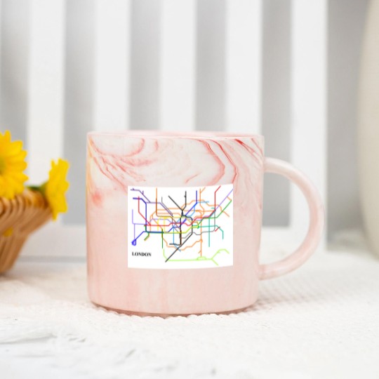 Discover London Metro Map Marble Mugs