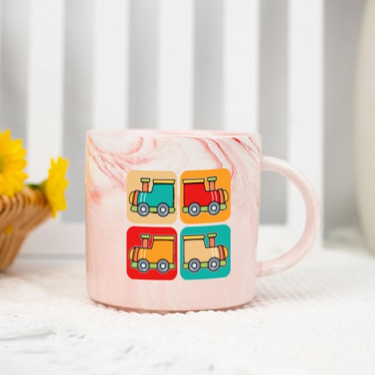 Discover Train Marble Mugs Little Retro Trains I Kids I Railway I Toddler Train Marble Mugs Marble Mugs