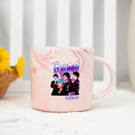 Discover Retro Suga BTS Unisex Black Marble Mugs