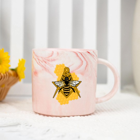 Discover Masonic Emblem with Bee and Beehive Marble Mugs