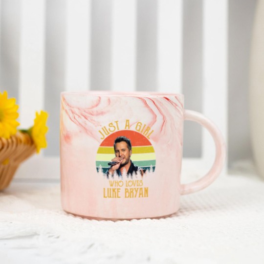 Discover Just A Girl Who Loves Luke Bryan Racerback Marble Mugs