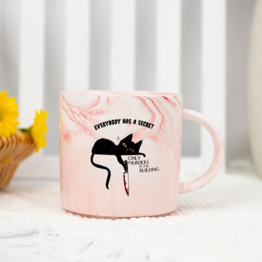 Discover Everybody Has A Secret Only Murders In The Building Marble Mugs, Black Cat Witchy Cat Halloween