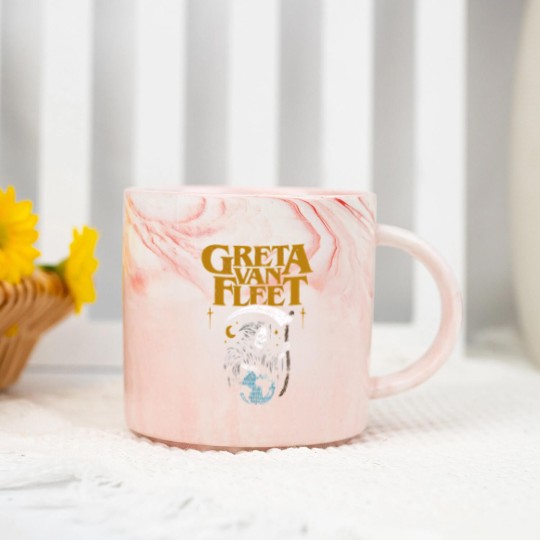 Discover Greta Van Fleet Marble Mugs, Retro Greta Van Marble Mugs, Dream In Gold Tour 2023 Marble Mugs