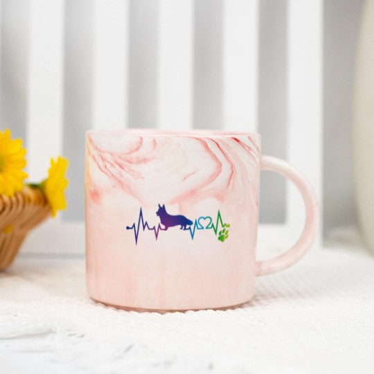 Discover Cardigan Welsh Corgi T-ShirtCardigan Welsh corgi Colorful Heartbeat, Heart & Dog Paw Marble Mugs Marble Mugs