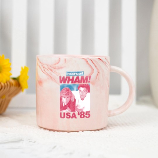 Discover Wham in Concert George Michael and Andrew Ridgeley USA '85 Adult Marble Mugs 80s Graphic Marble Mugs