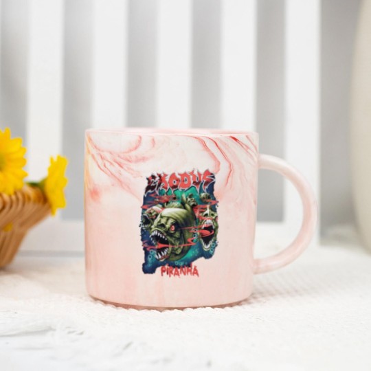 Discover Piranha Exodus Music Band Vintage 90s Marble Mugs