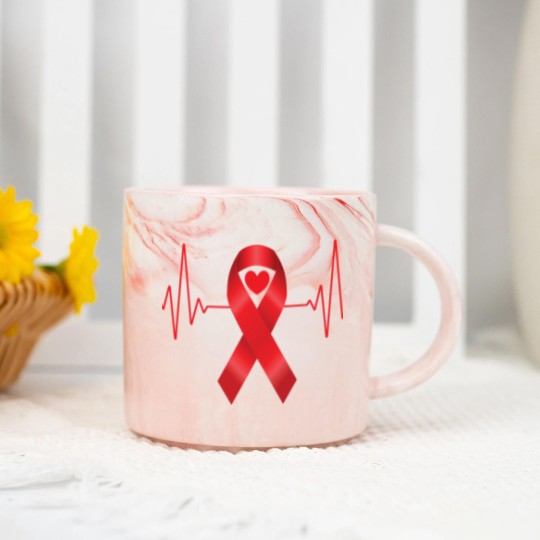 Discover World Aids Day Red Heartbeat Aids Awareness Hiv Marble Mugs