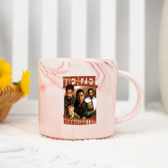Discover DENZEL WASHINGTON Retro Vintage Marble Mugs - Denzel Washington Tribute Marble Mugs