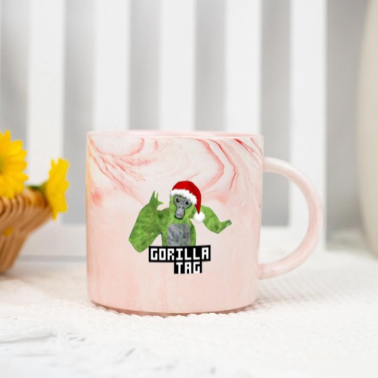 Discover Gorilla Tag Green Santa Hat Gorilla  png Marble Mugs