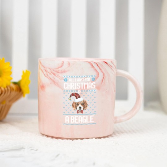 Discover All I want for Christmas is a beagle Marble Mugs