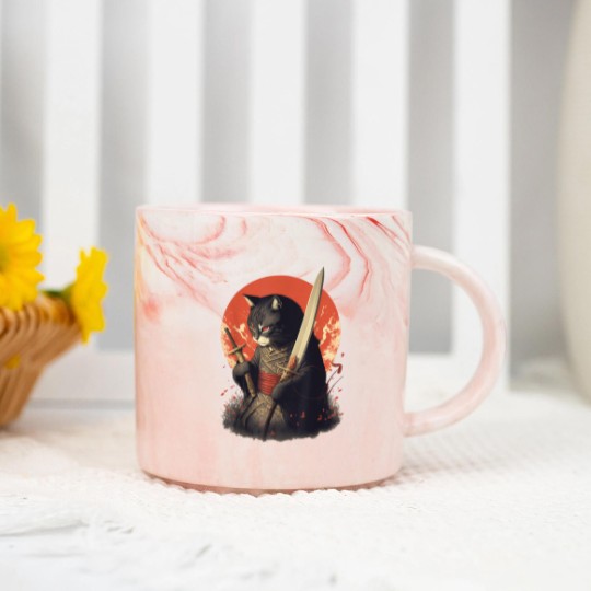 Discover Retro Japanese Samurai Ninja Cat Marble Mugs, Ninja Cat Marble Mugs