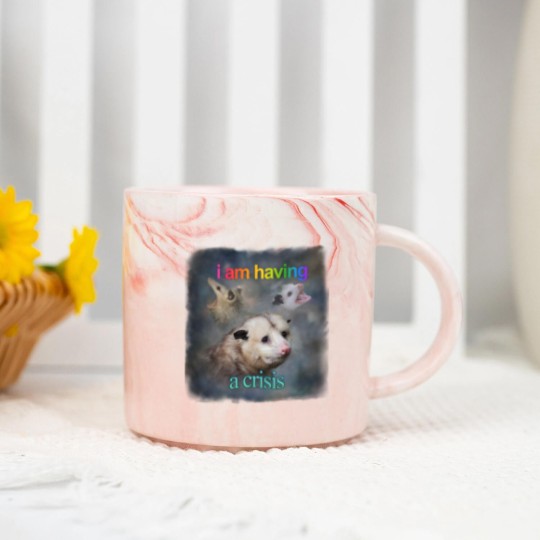 Discover I am having a crisis possum word art Classic Marble Mugs