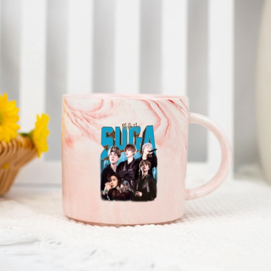 Discover BTS Suga Kpop Music Marble Mugs