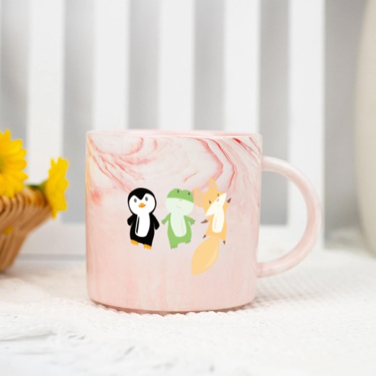 Discover Penguin frog fox cute animals for kids animal fun Marble Mugs