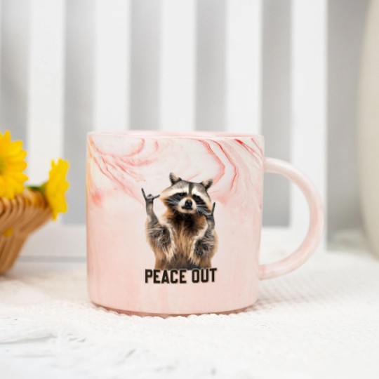 Discover Funny Raccoon Peace Out Sarcastic Raccoon Trashed Panda Marble Mugs