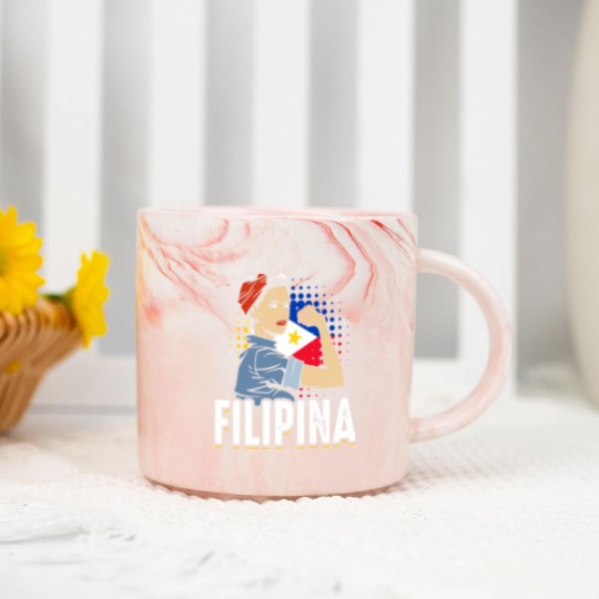 Discover Proud Filipina Woman Girl Philippines Flag Marble Mugs