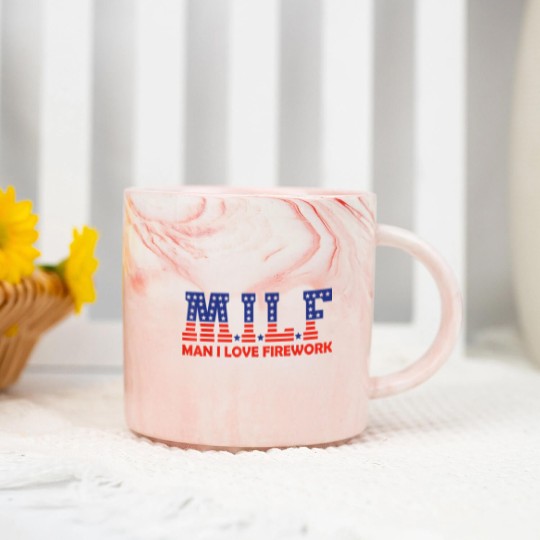 Discover MILF Man I Love Fireworks Funny American 4th Of July Men Marble Mugs