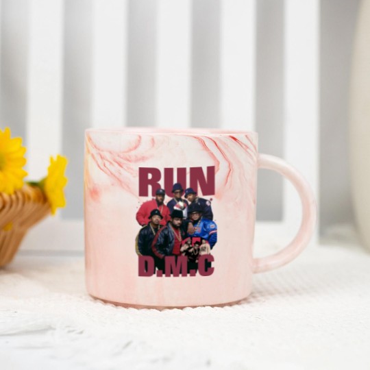 Discover Run D.M.C Streetwear Gifts Marble Mugs Hip Hop 90s Vintage Retro Graphic Marble Mugs Rap Marble Mugs