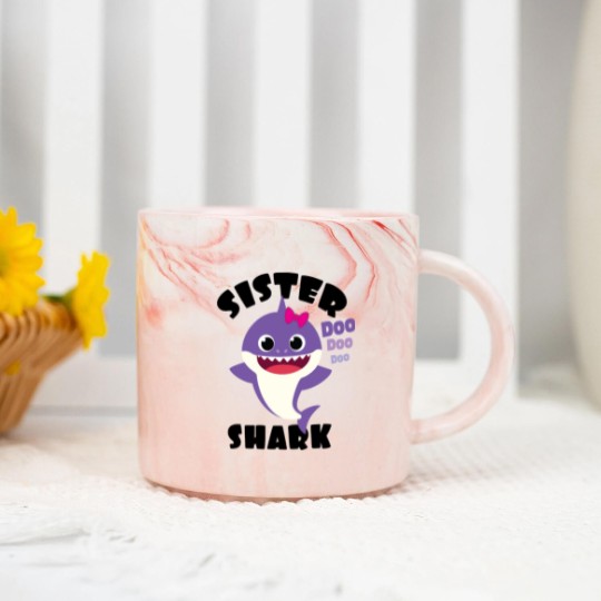 Discover Sister Shark Gift Cute Baby Shark Matching Family Marble Mugs