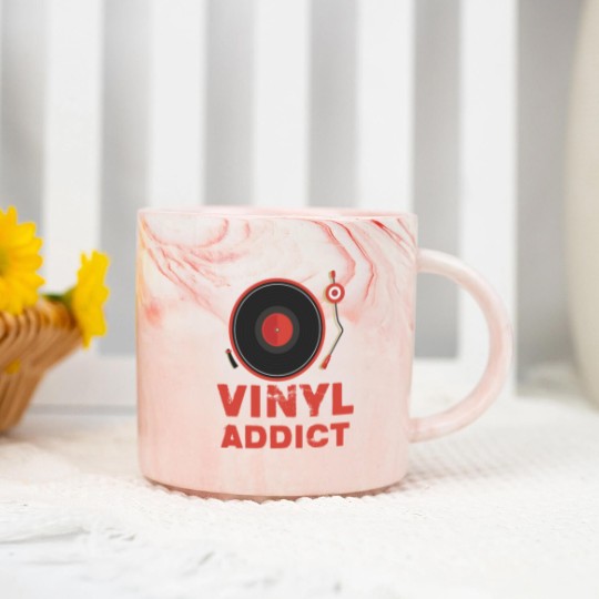 Discover Vinyl Addict Marble Mugs for Vinyl Turntable DJs Marble Mugs