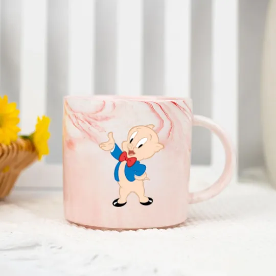 Discover Porky Pig | Classic Pose Marble Mugs