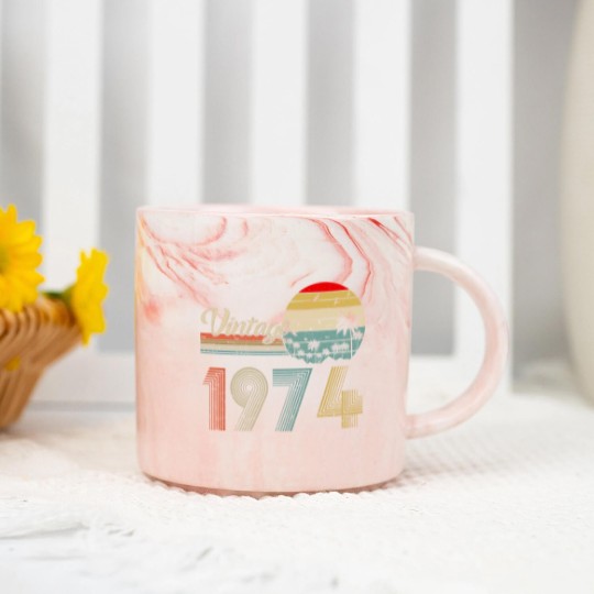 Discover Vintage 1974 Marble Mugs, 1974 Birthday Marble Mugs, 49th Birthday Marble Mugs