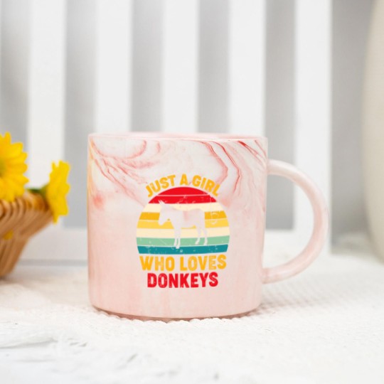 Discover Just A Girl Who Loves Donkeys Retro Sunset Donkey Lovers Marble Mugs